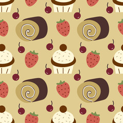 Cakes  vector ilustration seamless patern.Great for textile,fabric,wrapping paper,and any print.