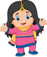 cute Indian girl character design for Diwali festival