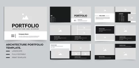 Fotobehang Bleke violet Architectural portfolio layout design or landscape portfolio print template  © farsigraphics01