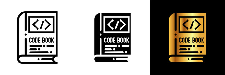 Code Book Icon, an icon representing a code book, symbolizing knowledge, programming resources, and a repository of coding solutions and techniques.