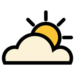 Cloudy icon with sun behind