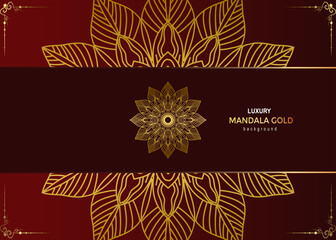Red luxury background, with gold mandala ornament