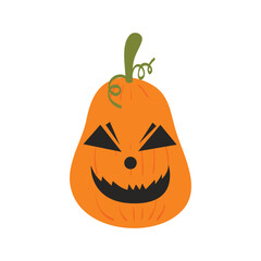 Scary Halloween pumpkin faces. Scary smiles. Evil pumpkin for autumn Halloween celebration. Spooky face on white background isolated. Jack o Lantern decoration for funny halloween