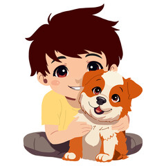 child with dog
