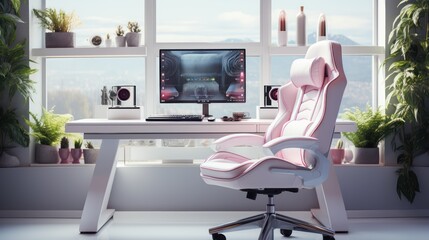 Pink chair with modern living room 