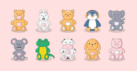 set of funny cartoon animals