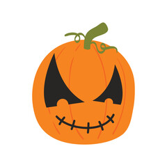 Scary Halloween pumpkin faces. Scary smiles. Evil pumpkin for autumn Halloween celebration. Spooky face on white background isolated. Jack o Lantern decoration for funny halloween