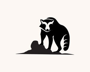 black white silhouette wild raccoon logo symbol design template illustration inspiration