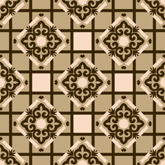 Obraz premium Decorative Asian Folk Seamless Pattern. Ornament of Asian Nomads: Kyrgyz, Kazakhs, Bashkirs, Tatars, Yakut, Mongols. Ethnic Vector Illustration for Paper Products, Textiles.