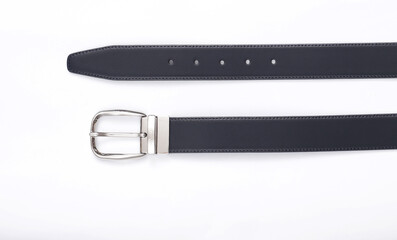 black leather belt isolated on white