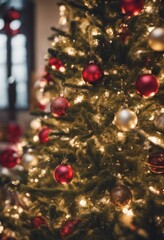 Merry Christmas Poster With Christmas Tree Ornaments