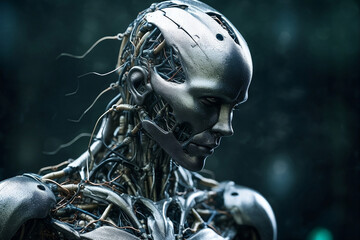 AI, artificial intelligence, robotics, robot, cyborg and technology. Generated AI