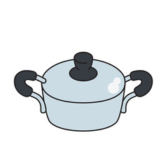 シンプルで可愛い鍋のイラスト　白背景　ベクター　主線あり　クリップアート
