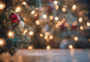 Merry Christmas Banner With Christmas Tree Ornaments