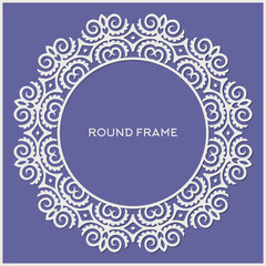 Round frame with swirls, vector ornament, vintage frame. White frame with lace for paper or wood cutting. Ornament of Nomad style. Round decor pattern.	
 - obrazy, fototapety, plakaty