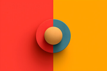Circle on a red and blue plate on an orange background. AI Generative