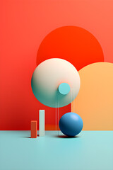 Abstract minimal background, geometric forms, and pastel colours. AI Generative