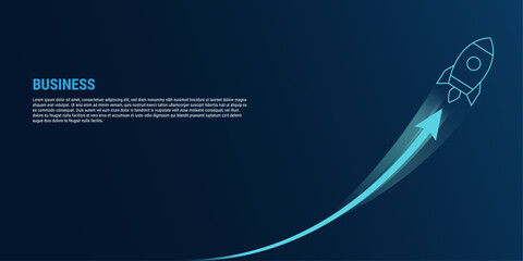 Rocket accelerating with targeted speed, business management drives investment towards wealth. The graph showing higher earnings and profits exemplifies financial success. Vector