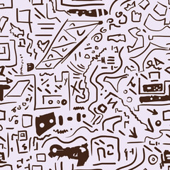 seamless hand-drawn doodle doodly pattern with houses