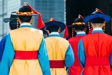 Fototapete Seoel military guard changing performance at Sungnyemun gate, seoul