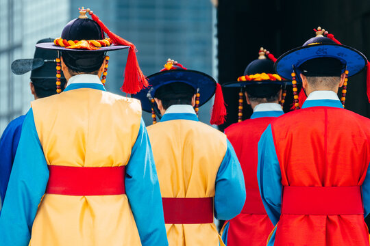 military guard changing performance at Sungnyemun gate, seoul