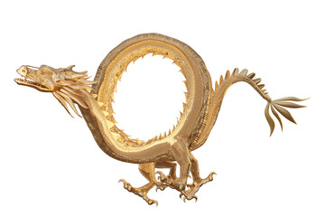 3D Illustration, Happy chinese new year 2024 the golden dragon