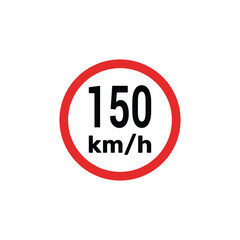 Speed limit sign 150 km h icon vector illustration