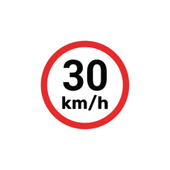 Speed limit sign 30 km h icon vector illustration