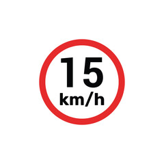 Speed limit sign 15 km h icon vector illustration