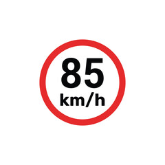 Speed limit sign 85 km h icon vector illustration