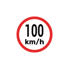 Speed limit sign 100 km h icon vector illustration