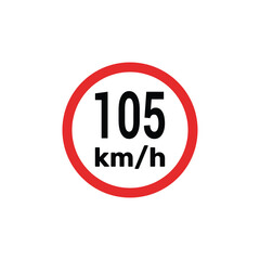 Speed limit sign 105 km h icon vector illustration