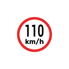 Speed limit sign 110 km h icon vector illustration