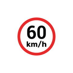 Speed limit sign 60 km h icon vector illustration