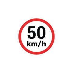 Speed limit sign 50 km h icon vector illustration