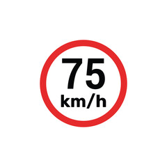 Speed limit sign 75 km h icon vector illustration