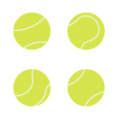 Tennis ball isolated on white. Vector flat sport illustrations set