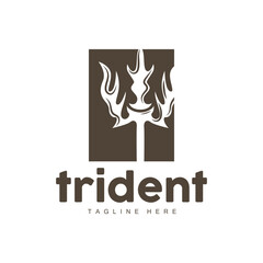 Trident Weapon Logo, Vector Spear of King Poseidon Neptune, Symbol Template Design