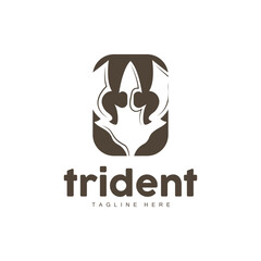 Trident Weapon Logo, Vector Spear of King Poseidon Neptune, Symbol Template Design