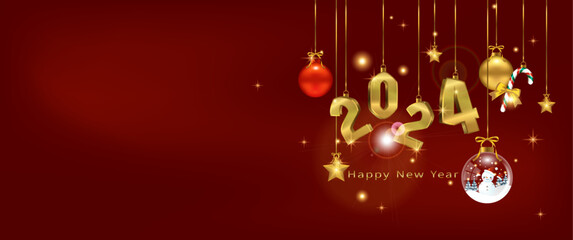 Golden 2024 Numbers Happy New Year Greetings Card