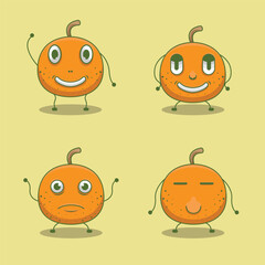 orange fruit bundle icon set mascot design with various character expressions