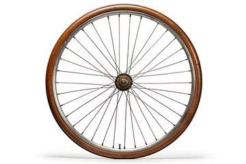 Papier Peint photo Vélo Front wheel of a vintage bicycle, isolated on white background
