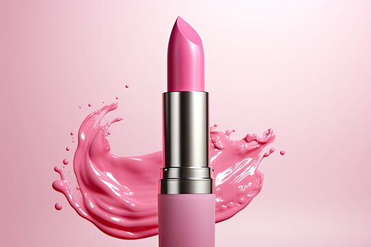 Pink Lipstick On White Background 3d Illustration