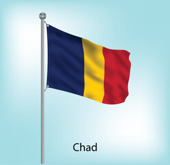 Chad waving flag on flagpole