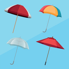 Fototapeta na wymiar Umbrella Design Object Set Vector