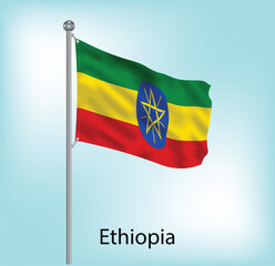 Ethiopia waving flag on flagpole