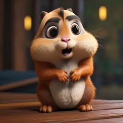 Chubby brown chipmunk, cute. Cartoon, illustration, 3d render digital illustration