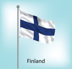 Finland waving flag on flagpole