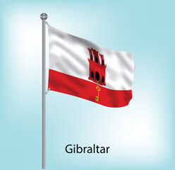 Gibraltar waving flag on flagpole