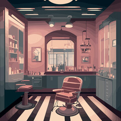 illustration hair saloon 50's design